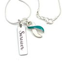 Teal & White Ribbon - Cervical Cancer Survivor Necklace