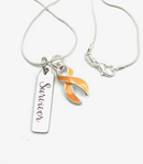 Peach Ribbon Survivor Tag Necklace