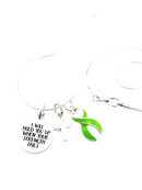 Lime Green Ribbon Necklace - I Will Hold You Up When Your Strength Fails - Rock Your Cause Jewelry