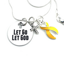 Gold Ribbon Necklace - Let Go, Let God - Childhood Cancer Awareness Gift - Rock Your Cause Jewelry