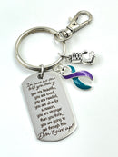 Teal & Purple Ribbon / Encouragement Quote Keychain  / Don't Give Up