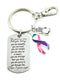 Pink Purple Teal (Thyroid) Ribbon - Encouragement Quote Keychain / Don't Give Up!