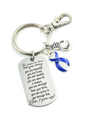 Periwinkle Ribbon Encouragement Keychain - Don't Give Up