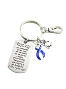 Periwinkle Ribbon Encouragement Keychain - Don't Give Up