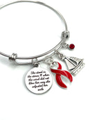 Red Ribbon Charm Bracelet - She Stood in the Storm / She Adjusted Her Sails