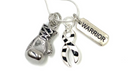 Zebra Ribbon Boxing Glove Necklace - Rock Your Cause Jewelry