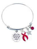 Red Ribbon Charm Bracelet - Only in Darkness Can We See The Stars - Rock Your Cause Jewelry