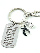 Black Ribbon Encouragement Quote Keychain - Don't Give Up