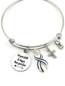 ALS / Blue & White Striped Ribbon Bracelet - Let Your Faith Be Bigger Than Your Fear