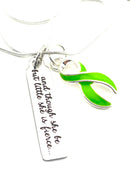 Lime Green Ribbon Necklace - and Though She Be But Little, She Is Fierce - Rock Your Cause Jewelry