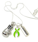 Lime Green Ribbon Boxing Glove Necklace - Rock Your Cause Jewelry