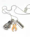 Peach Ribbon Boxing Glove / Warrior Necklace