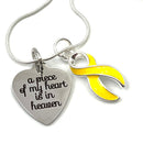 Yellow Ribbon Sympathy Necklace - A Piece of My Heart is in Heaven - Rock Your Cause Jewelry