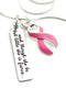 Pink Ribbon Necklace  - and Though She Be But Little, She is Fierce Necklace - Rock Your Cause Jewelry