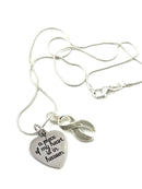 Gray (Grey) Ribbon Necklace - A Piece of my Heart is in Heaven - Rock Your Cause Jewelry