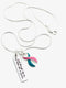 Pink & Teal (Previvor) Ribbon Necklace - and Though She Be But Little, She is Fierce