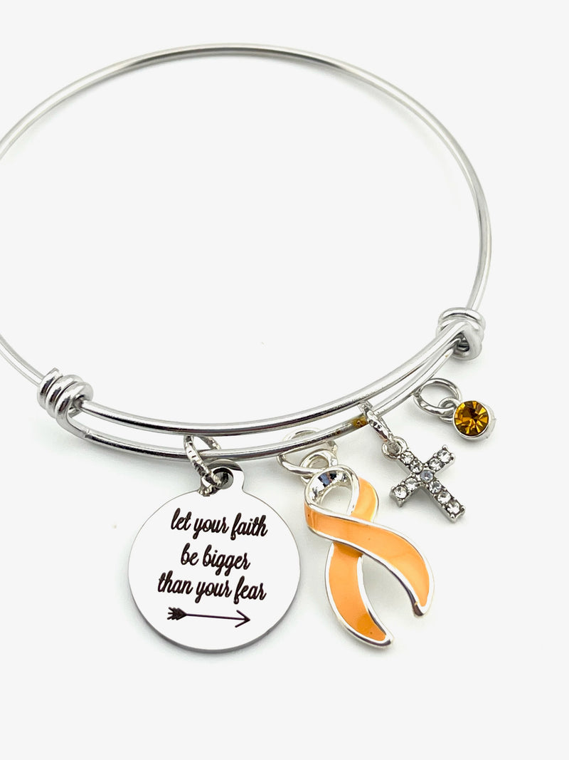 Peach Ribbon Charm Bracelet - Let Your Faith be Bigger than your Fear
