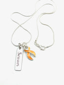 Peach Ribbon Survivor Tag Necklace