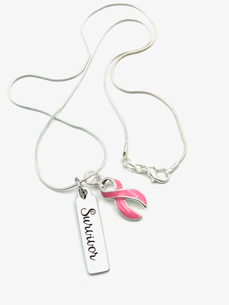 Pink Ribbon Breast Cancer Survivor Necklace