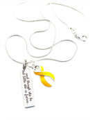 Yellow Ribbon Necklace - and Though She Be But Little, She Is Fierce