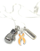 Peach Ribbon Boxing Glove / Warrior Necklace