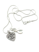 White Ribbon Sympathy Necklace - A Piece of my Heart is in Heaven