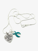 Teal Ribbon - A Piece of my Heart is in Heaven Memorial Necklace - Rock Your Cause Jewelry