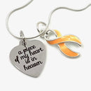 Peach Ribbon Charm Necklace - Memorial / Remembrance Gift - A Piece of My Heart is in Heaven