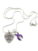 Purple Ribbon Sympathy Necklace / A Piece of My Heart Heaven - Memorial Gift