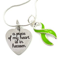 Lime Green Ribbon Memorial Necklace / A Piece of My Heart is in Heaven - Rock Your Cause Jewelry