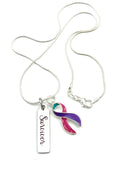 Pink Purple Teal (Thyroid) Cancer - Survivor Necklace