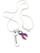 Pink Purple Teal (Thyroid) Cancer - Survivor Necklace