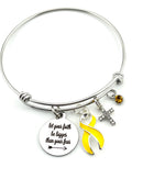 Gold Ribbon Charm Bracelet - Let your Faith Be Bigger Than Your Fear