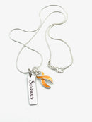 Peach Ribbon Survivor Tag Necklace
