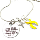 Yellow Ribbon Necklace - I Can Do All Things Through Christ Who Strengthens Me - Rock Your Cause Jewelry