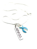 Light Blue Ribbon Necklace - and Though She Be But Little, She is Fierce