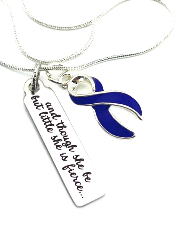 Violet Purple Ribbon Necklace - and Though She Be But Little, She is Fierce - Rock Your Cause Jewelry