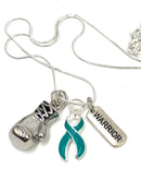 Teal Ribbon Boxing Glove Necklace