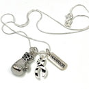Zebra Ribbon Boxing Glove Necklace - Rock Your Cause Jewelry