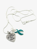 Teal Ribbon - A Piece of my Heart is in Heaven Memorial Necklace - Rock Your Cause Jewelry