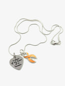 Peach Ribbon Charm Necklace - Memorial / Remembrance Gift - A Piece of My Heart is in Heaven