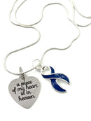 Dark Navy Blue Ribbon Sympathy / Memorial Necklace