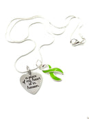 Lime Green Ribbon Memorial Necklace / A Piece of My Heart is in Heaven - Rock Your Cause Jewelry