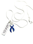 Dark Navy Blue Ribbon Necklace - and Though She Be But Little, She Is Fierce