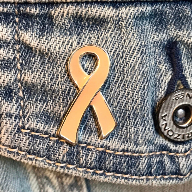 Peach Ribbon Awareness Pin – Survivor Hat Pin / Lapel Pin