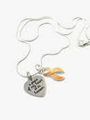 Peach Ribbon Charm Necklace - Memorial / Remembrance Gift - A Piece of My Heart is in Heaven