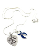 Dark Navy Blue Ribbon Sympathy / Memorial Necklace