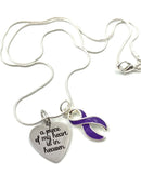 Purple Ribbon Sympathy Necklace / A Piece of My Heart Heaven - Memorial Gift