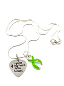 Lime Green Ribbon Memorial Necklace / A Piece of My Heart is in Heaven - Rock Your Cause Jewelry