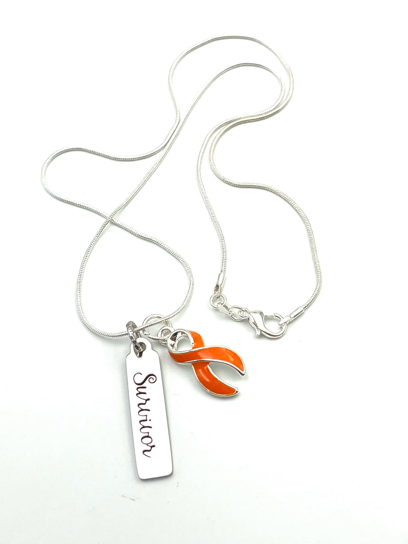 Orange Ribbon Survivor Necklace - Rock Your Cause Jewelry